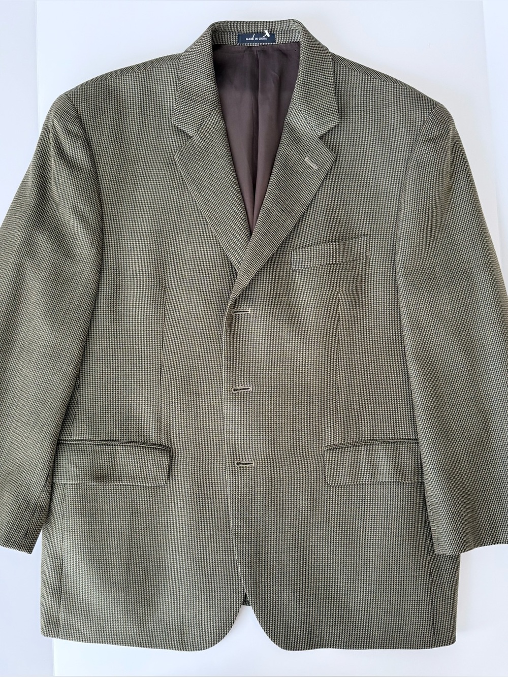 Ralph Lauren Silk Wool Houndstooth Blazer Sport Coat 44 S